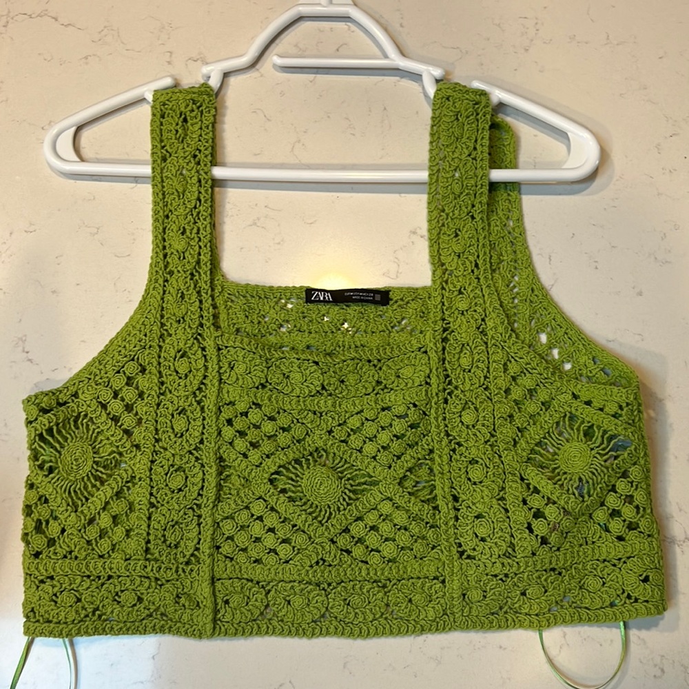 Lime green crochet crop top